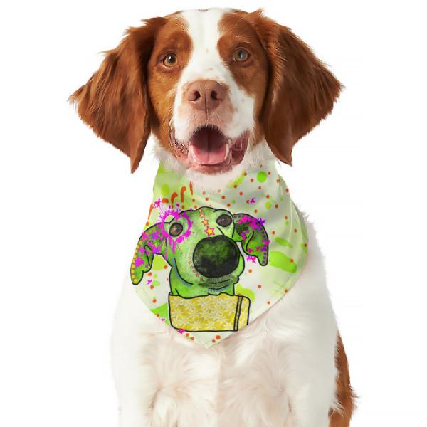 Hunde-Bandana Sienna- Popart Hundedesign, 100 % Polyester, 70x30 cm, verstellbar, waschbar